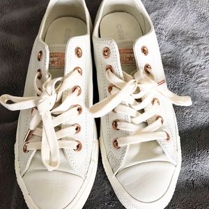 White and rose gold converse